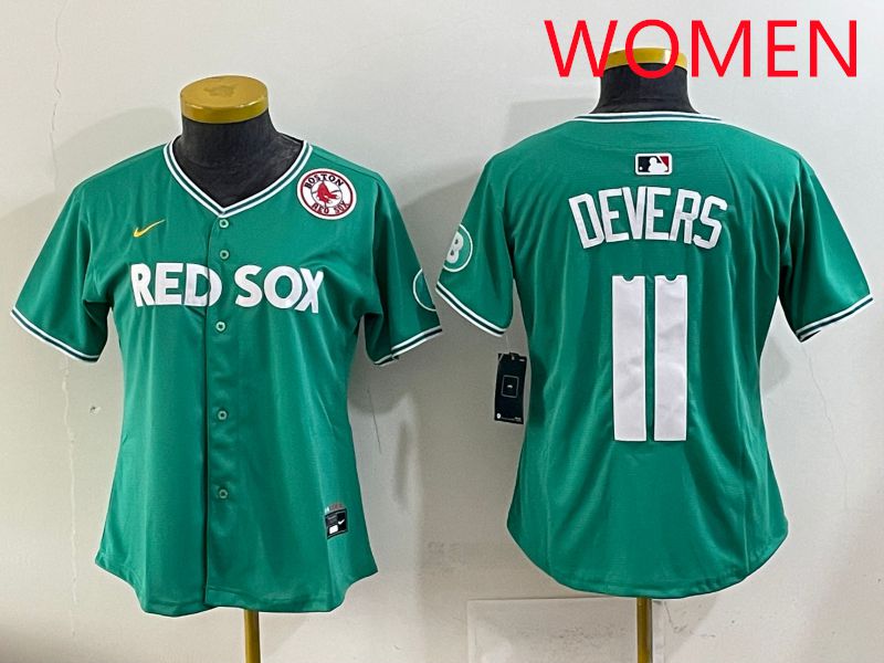 Women 2025 Boston Red Sox #11 Devers Dark Green Joint Name Nike MLB Jersey style 9->women mlb jersey->Women Jersey